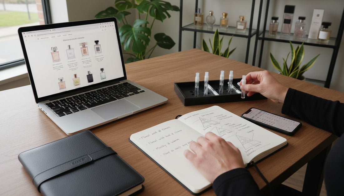 Parfüm online Recherche Arbeitsplatz