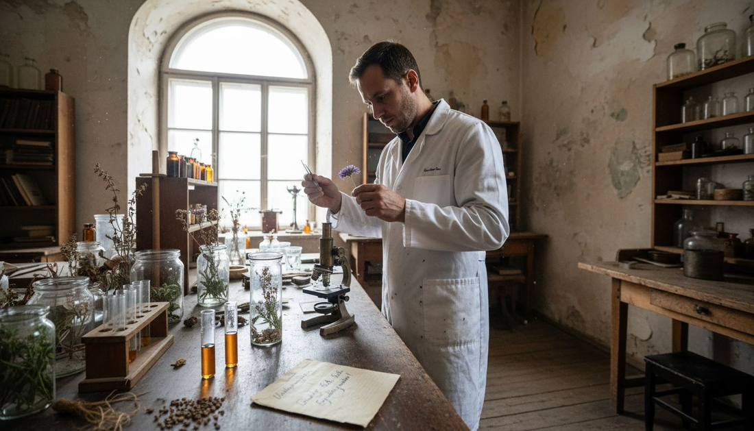 Im Labor werden Duftpflanzen auf ihre Inhaltsstoffe hin analysiert.