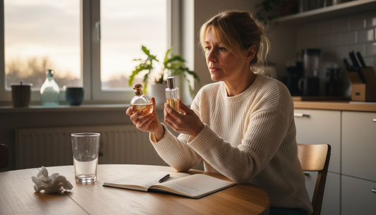 Eine Frau testet und vergleicht Parfum mit Eau de Toilette – worin liegen eigentlich die Unterschiede?