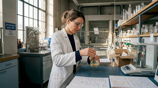 Eine Chemikerin stellt im Labor neue Duftkompositionen her.